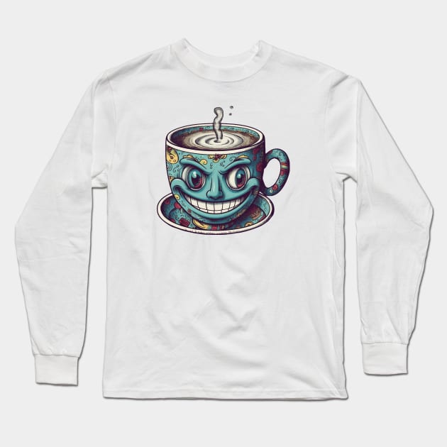 Trippy coffee character Long Sleeve T-Shirt by stkUA